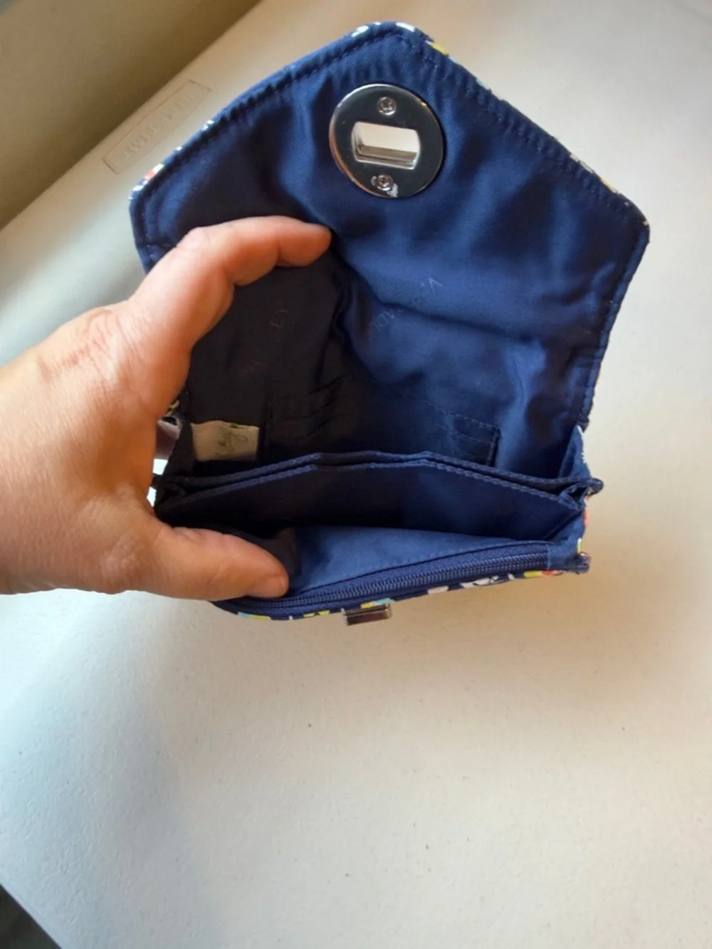 Vera Bradley Navy Floral Quilted Wristlet with Turn-Lock
